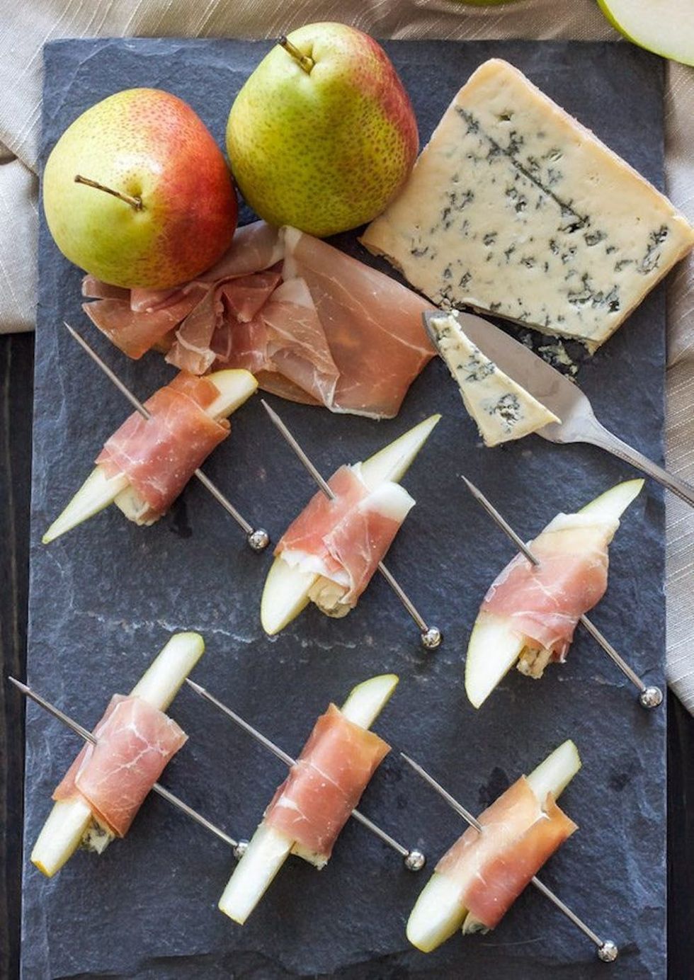 Prosciutto Wrapped Pears With Blue Cheese