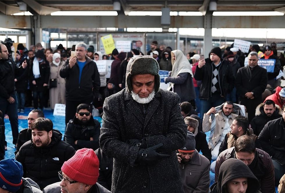 Protestors Hold Friday Prayers At JFK In Solidarity With Detained Muslims