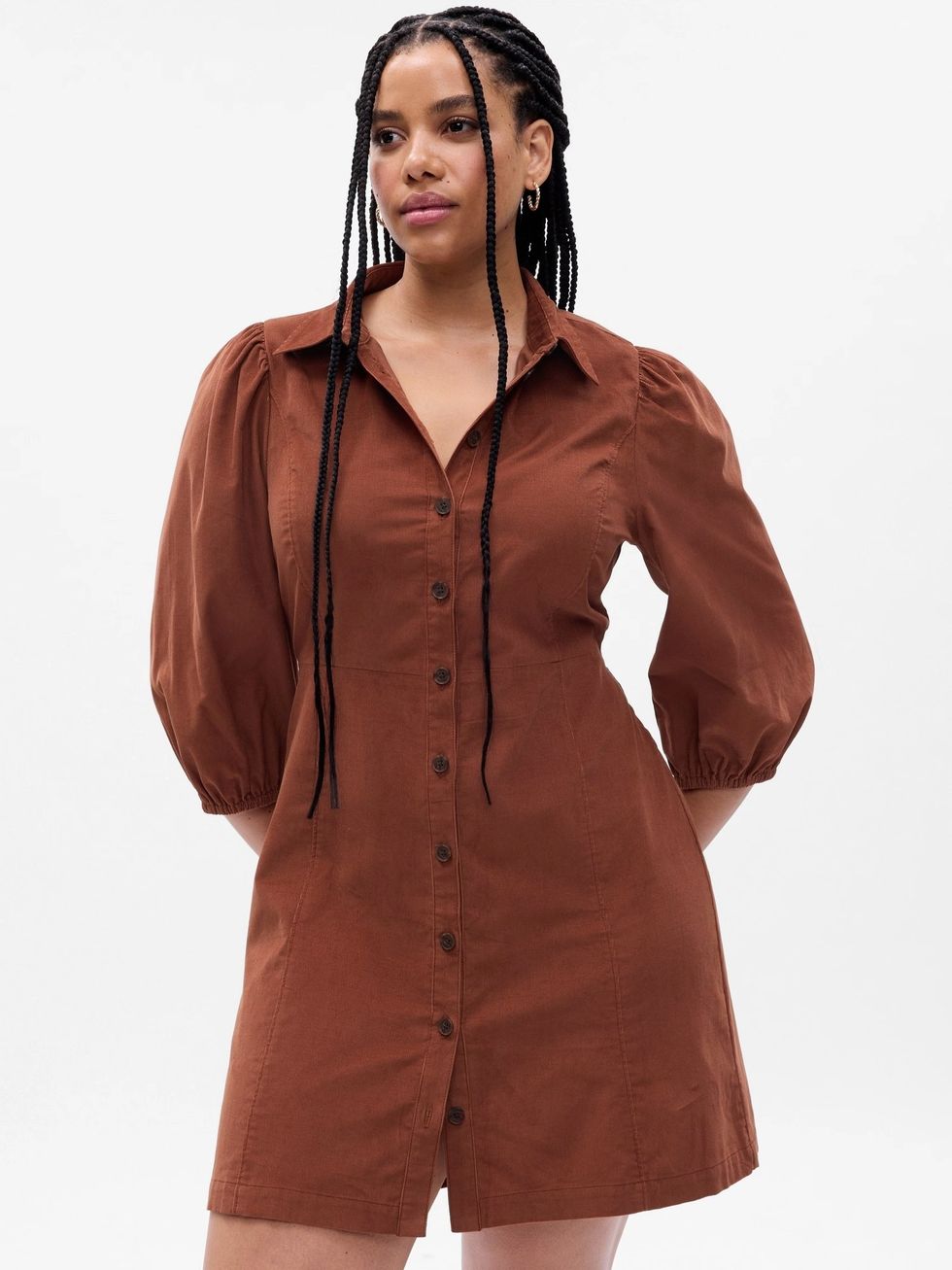 Puff Sleeve Corduroy Mini Dress