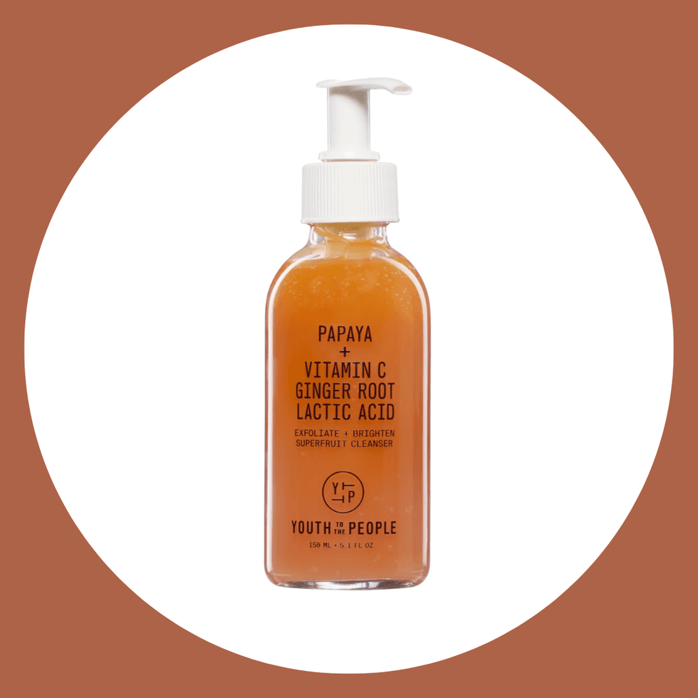 Pump bottle of Youth to the People papaya and vitamin C facial cleanser.