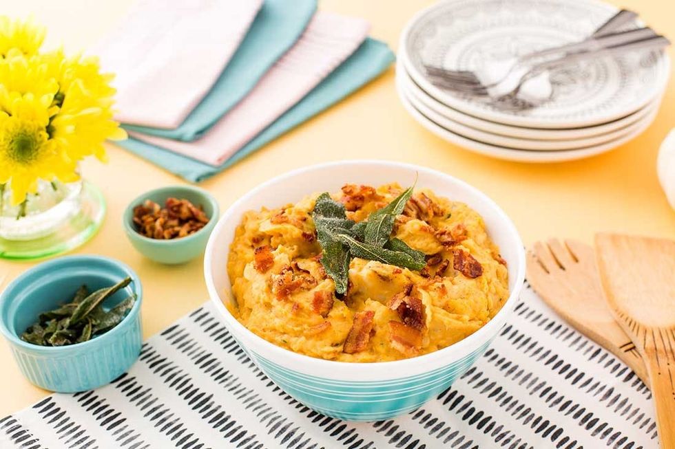 Pumpkin Sage Bacon Mashed Potatoes Thanksgiving Recipe
