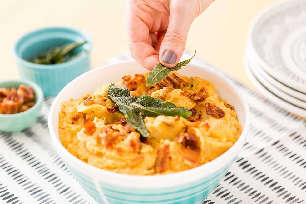 Pumpkin Sage Bacon Mashed Potatoes Thanksgiving Recipe