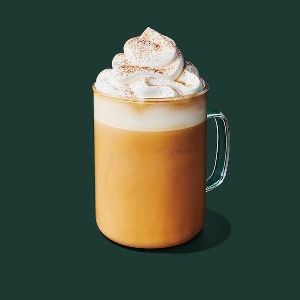 Pumpkin Spice Latte with Half Pumps Starbucks hot drinks