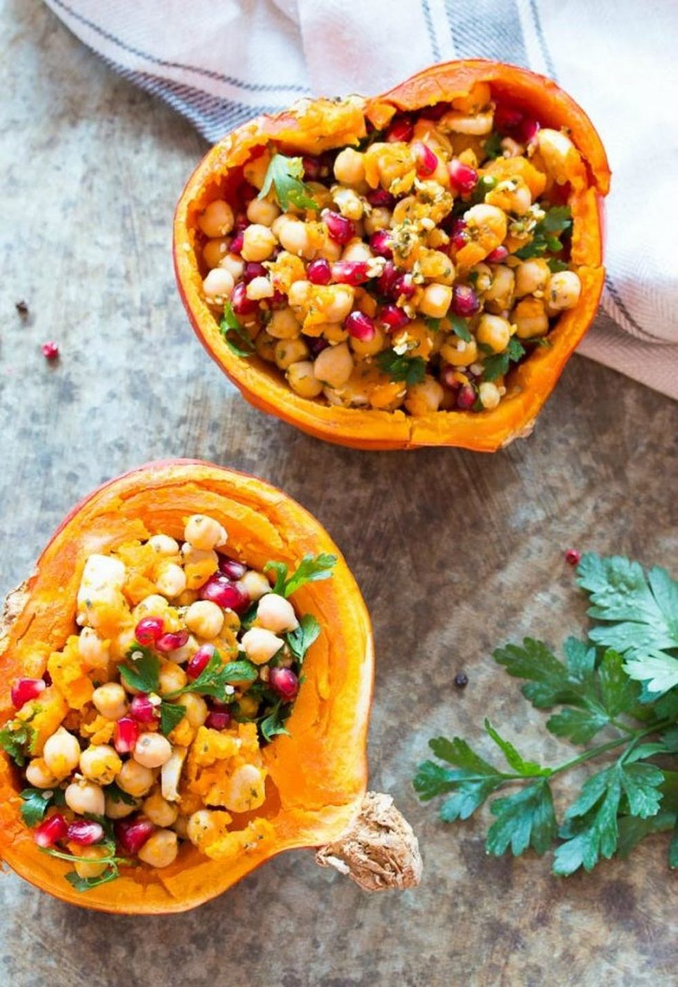 Pumpkin-Stuffed Chickpeas Salad