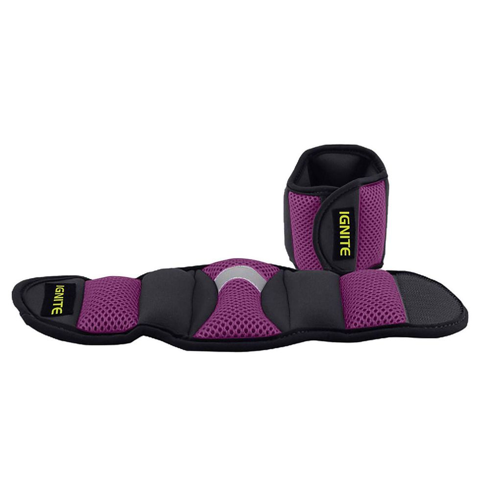 purple and black ankle weights