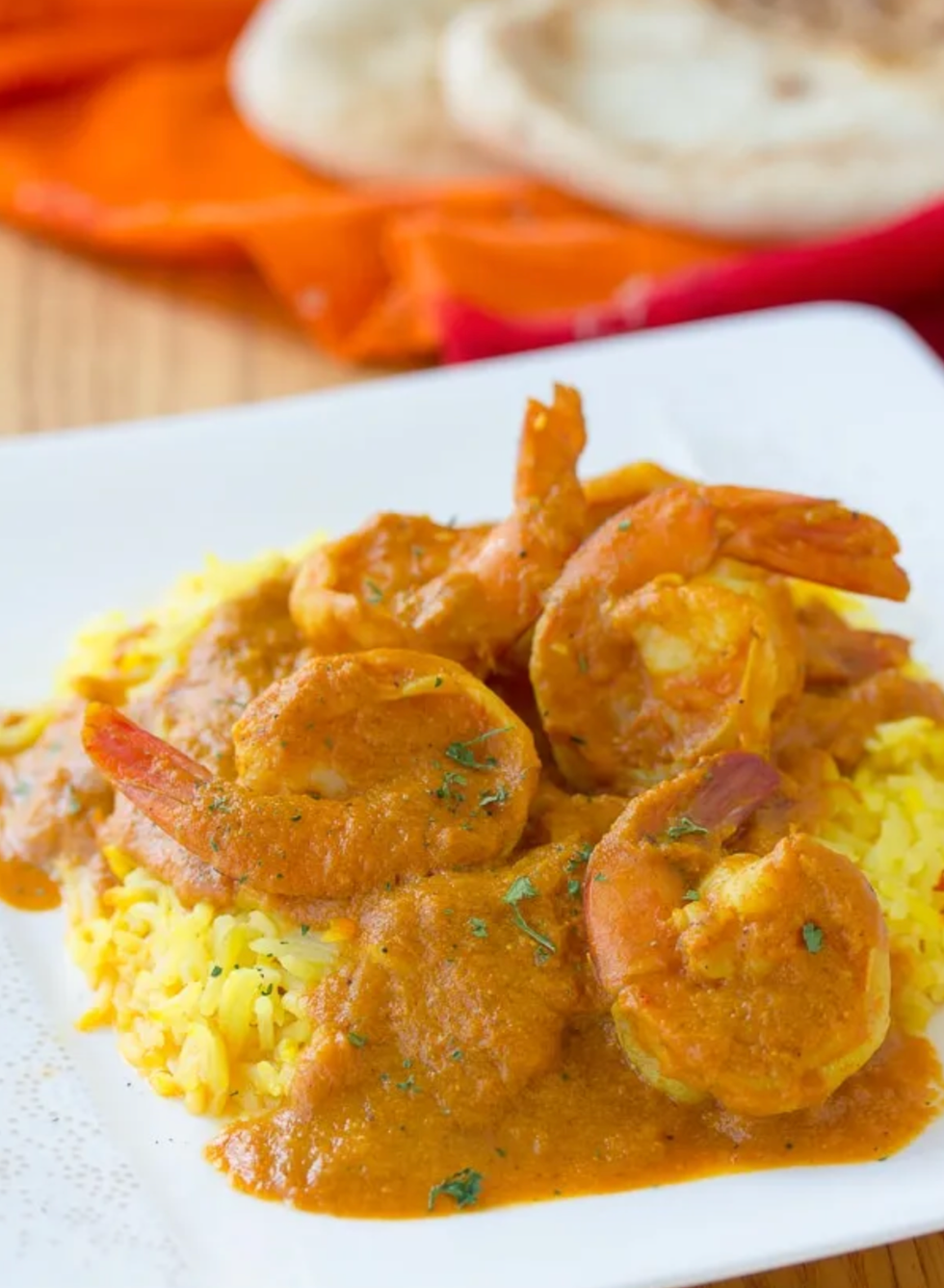Quick Shrimp Rogan Josht With Saffron Basmati Rice