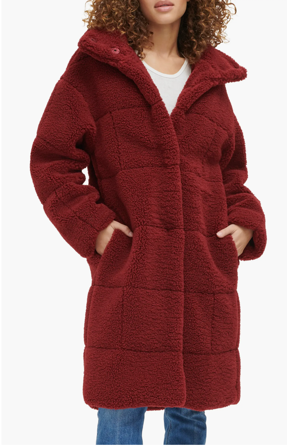 Quilted Fleece Long Teddy Coat