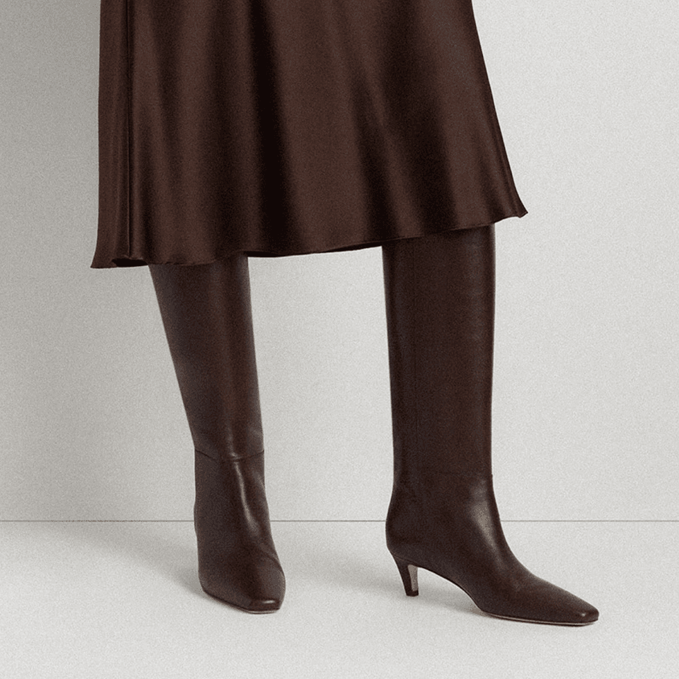 Quince Italian Leather Tall Kitten Heel Boots