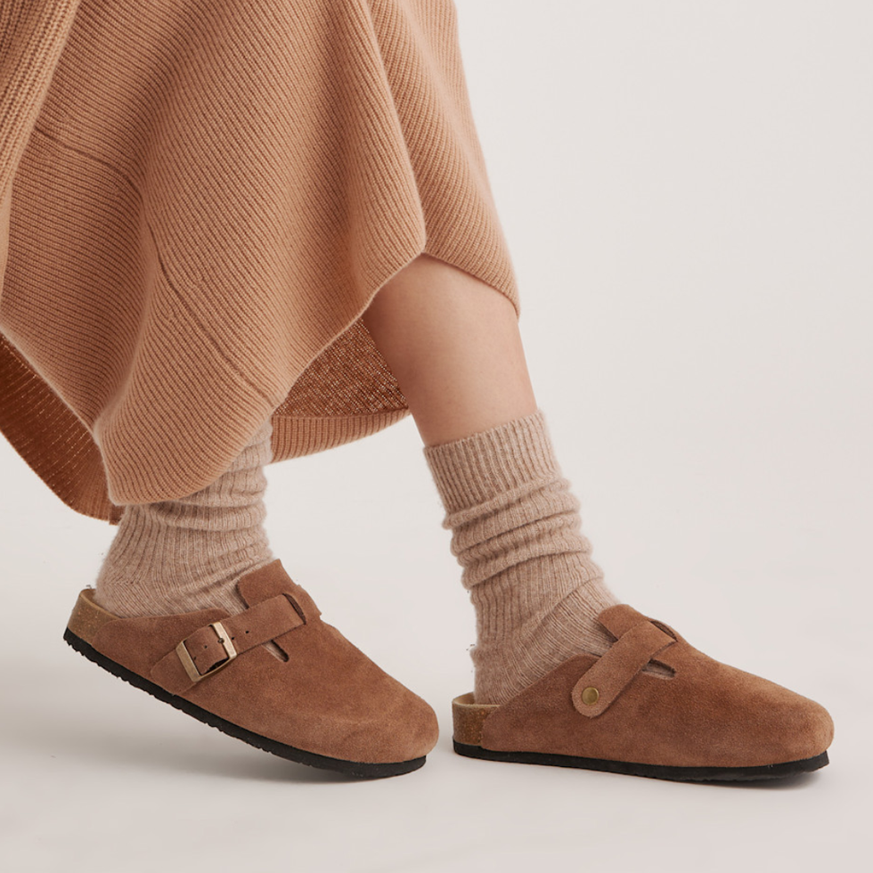 Quince Water Repellent Suede Clog Mule