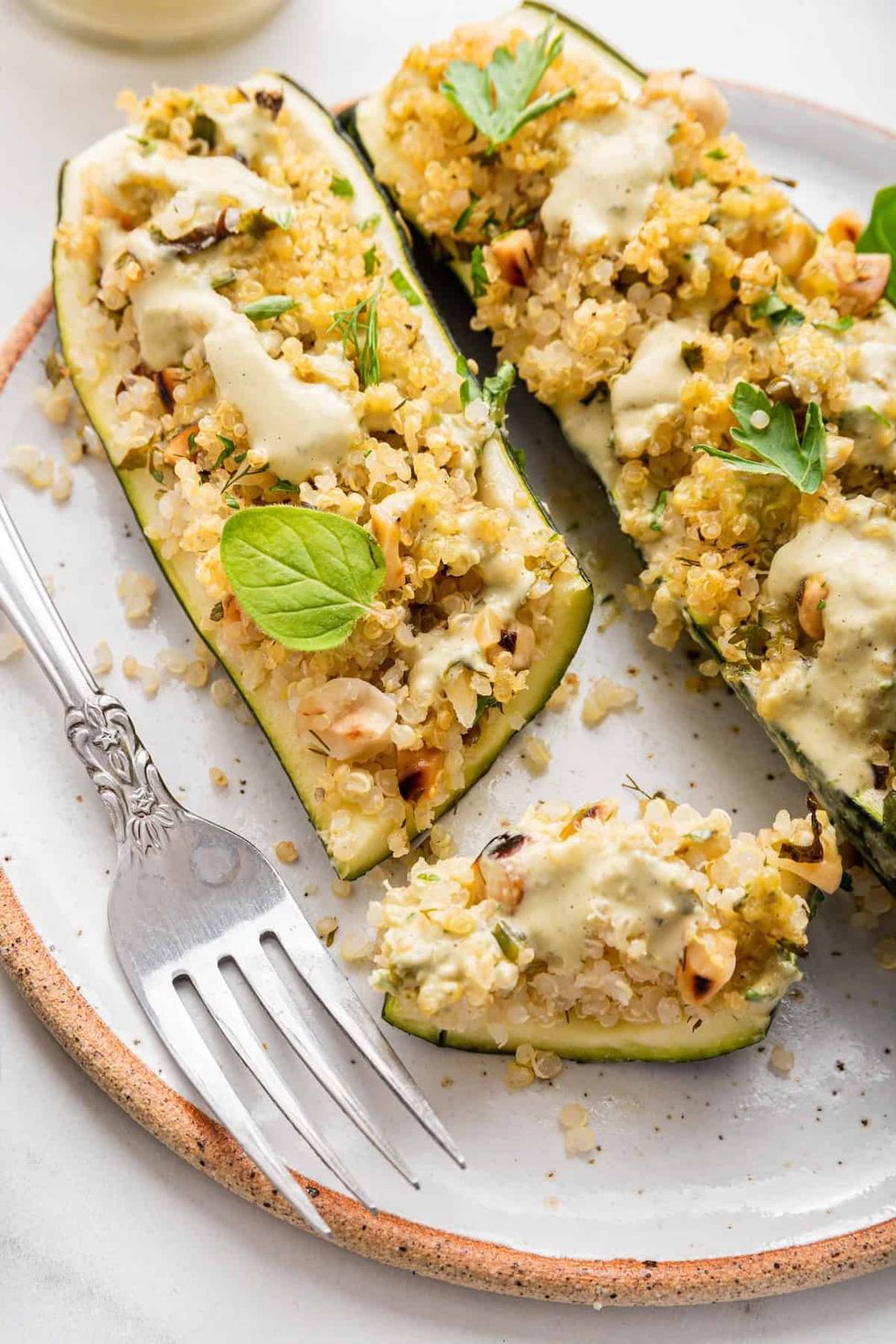Quinoa Stuffed Zucchini Boats