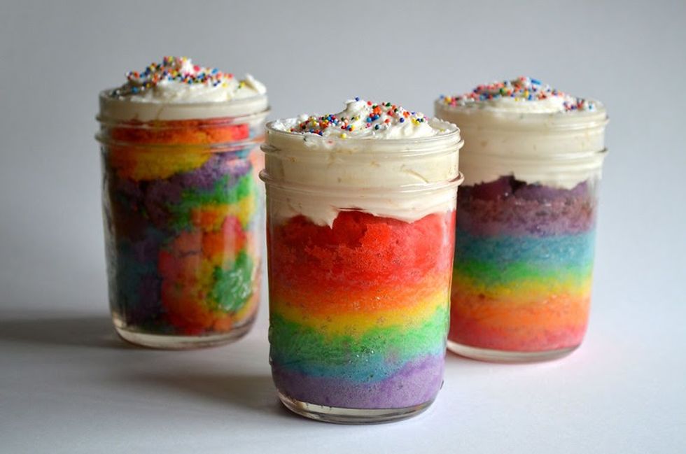 Rainbow Cake in a Jar