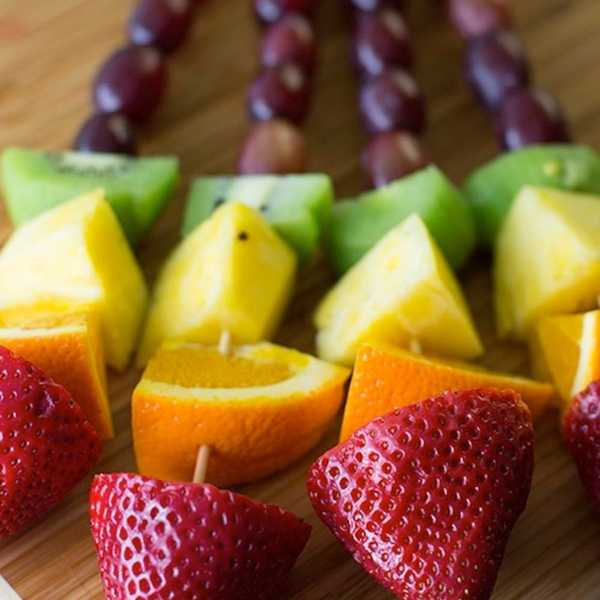 Rainbow Fruit Kabobs easy snacks to make