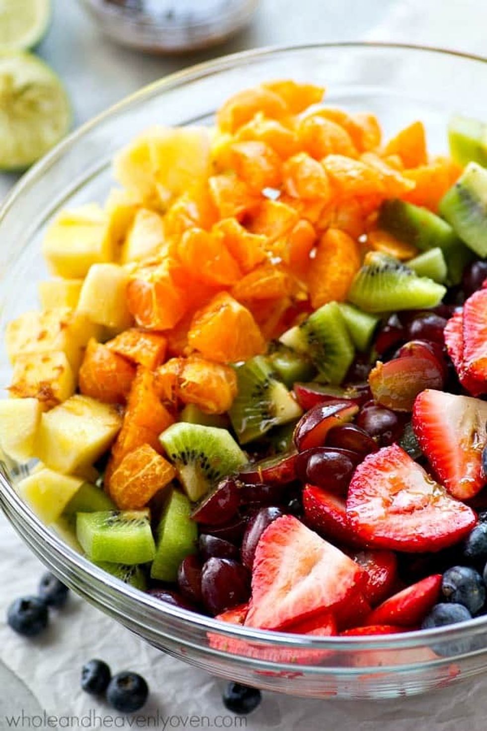 Rainbow Fruit Salad with Ginger Lime Dressing