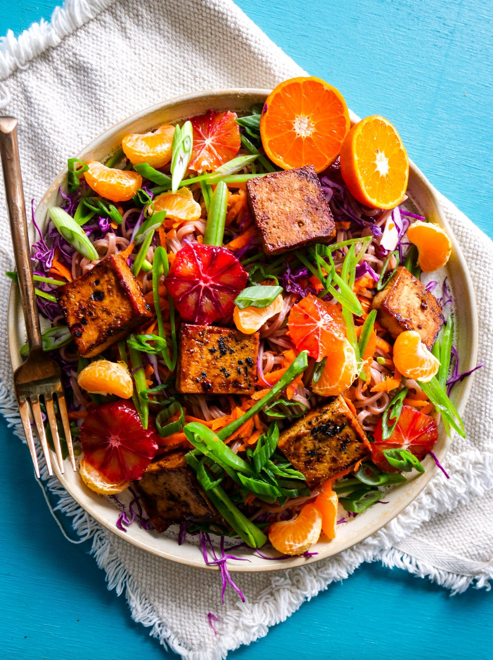 Rainbow Mandarin Warm Noodle Salad