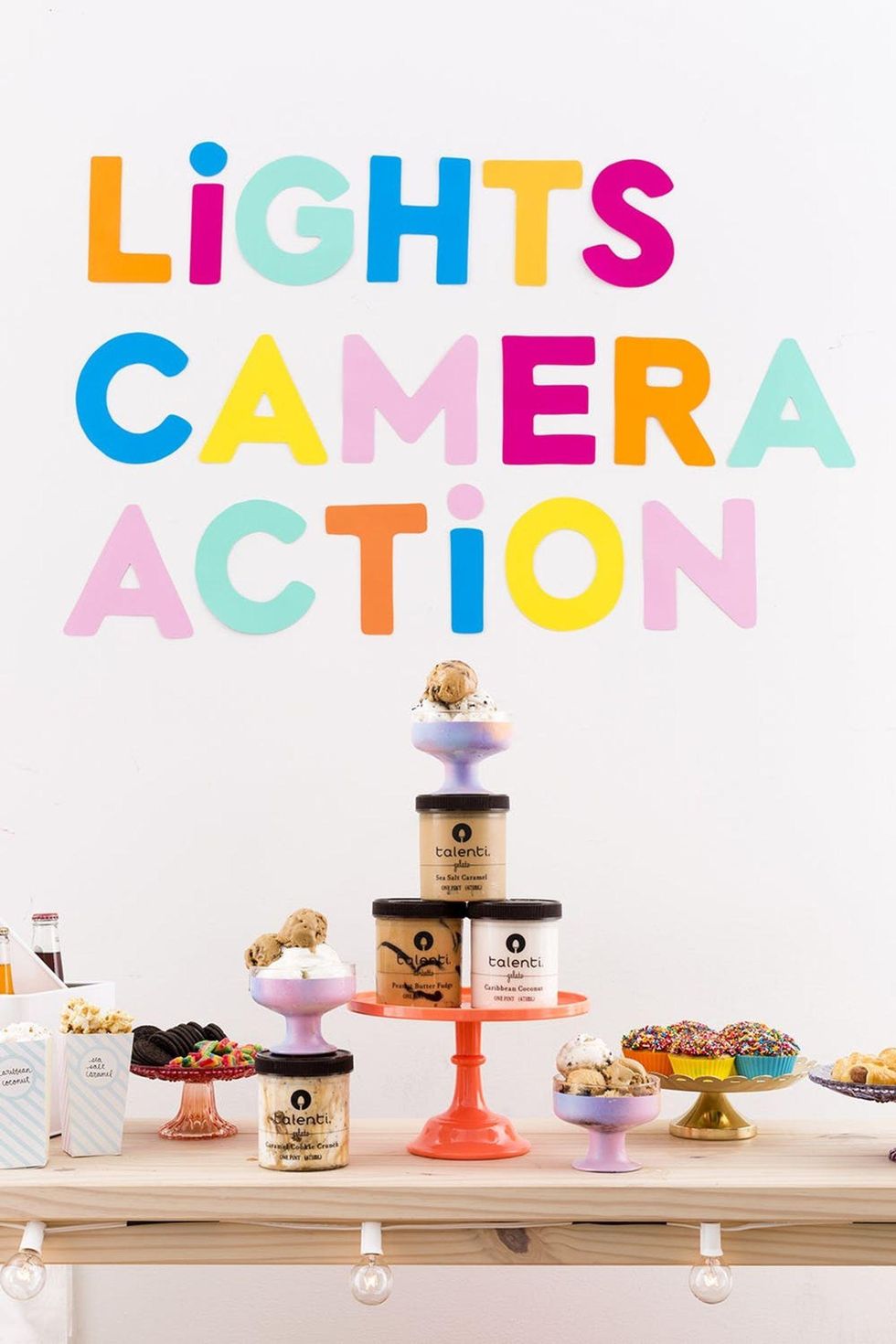 rainbow movie night decor