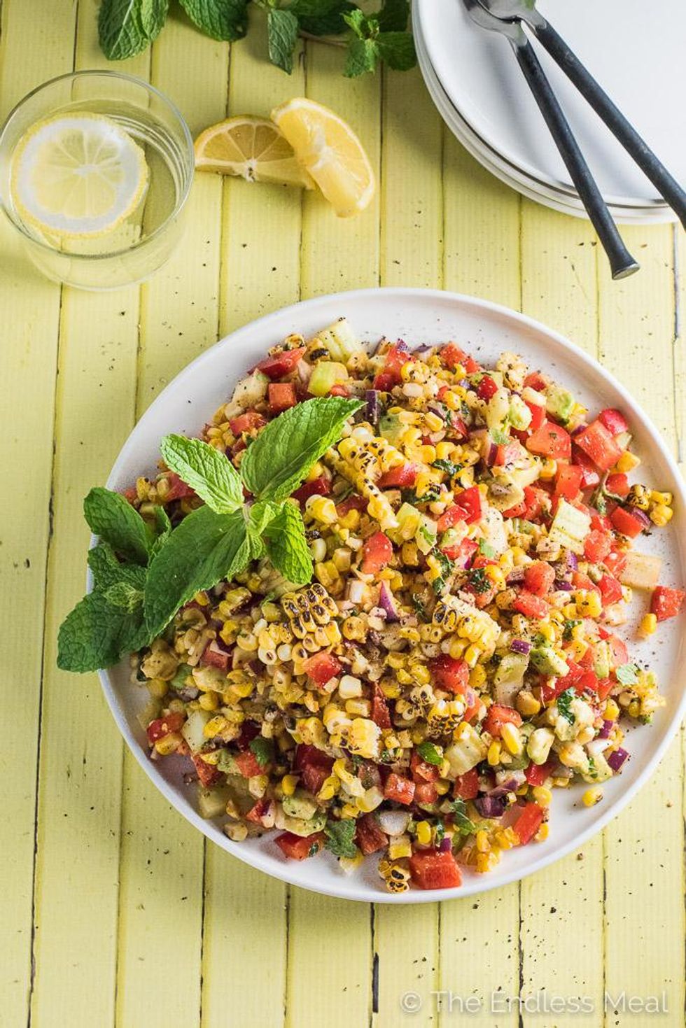 rainbow Roasted Corn and Avocado Salad
