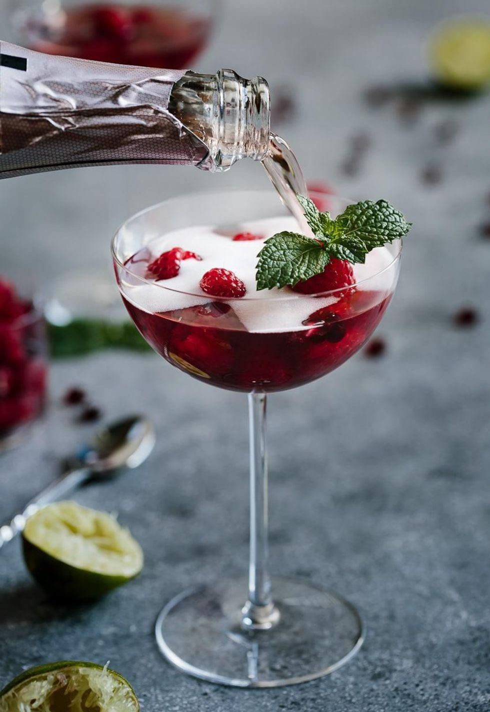 Raspberry and Pomegranate Ros\u00e9 Summer Cocktail