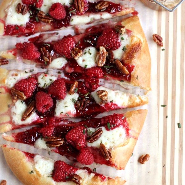 Raspberry Brie Dessert Pizza