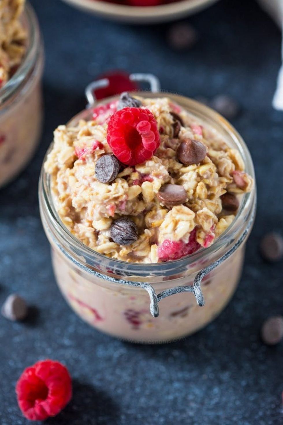 Raspberry Dark Chocolate Chip Overnight Oats