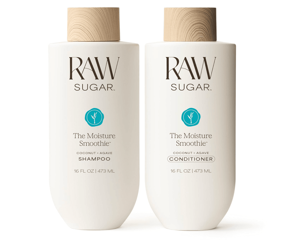 RAW Sugar Moisture Smoothie Shampoo and Conditioner bottles, Coconut + Agave.