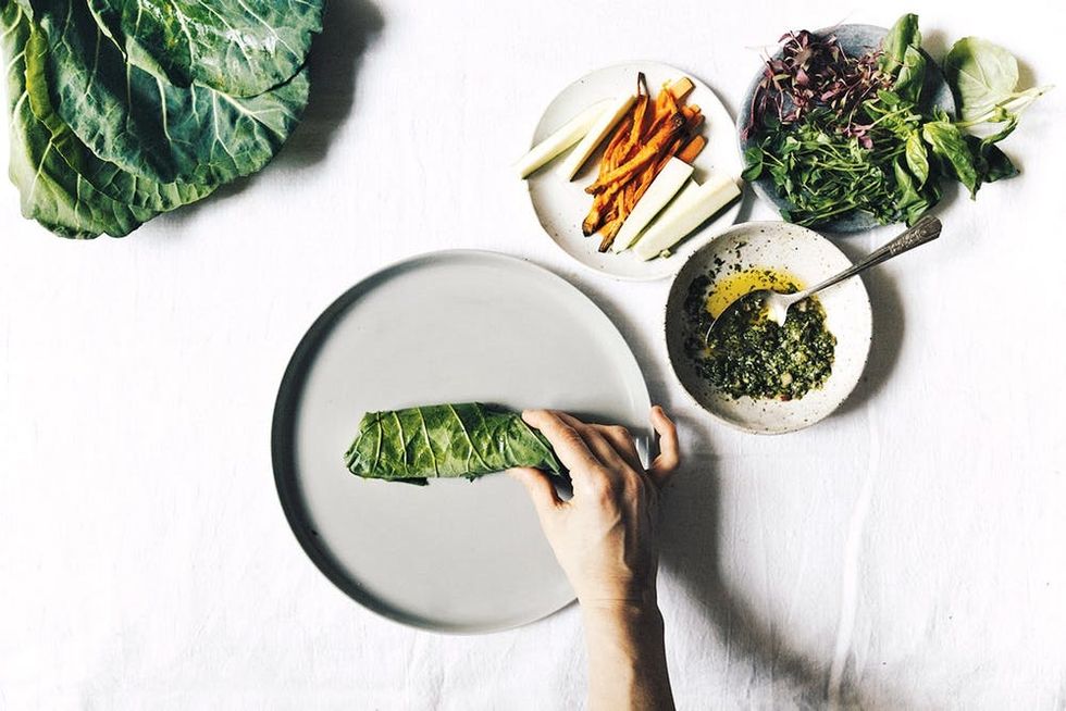 Ready to roll? Revitalize leftovers in collard green wraps from More with Less cookbook.