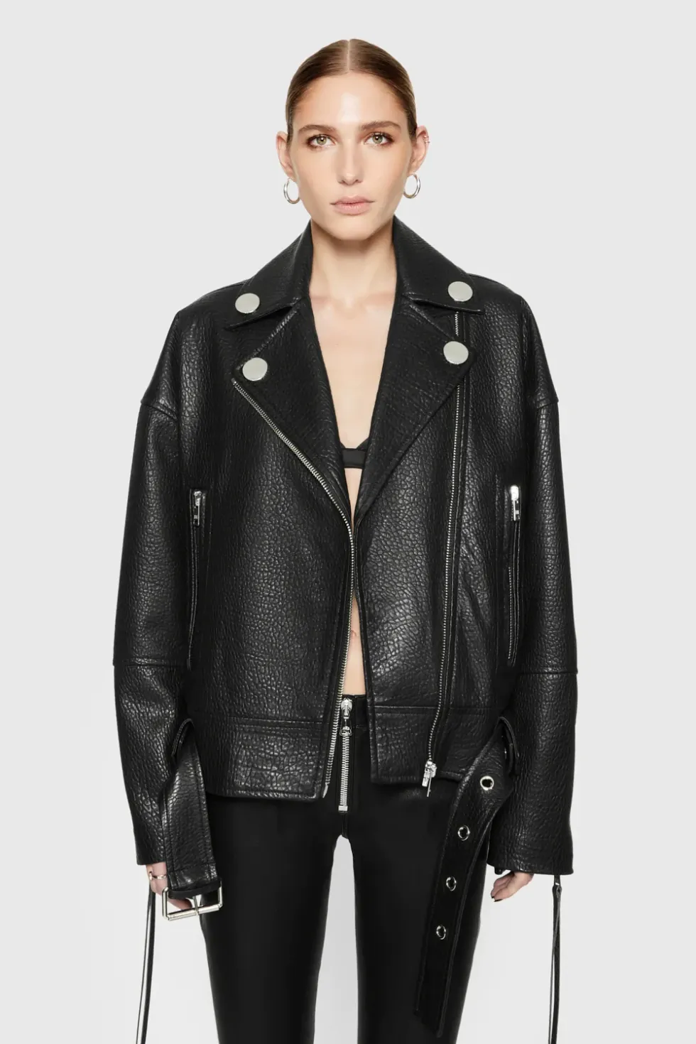 Rebecca Minkoff Stevie Leather Oversized Moto Jacket