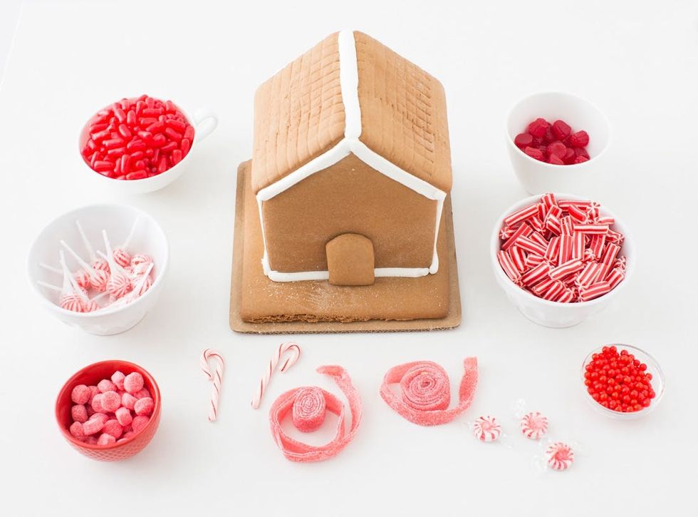 red and white candy cane style house