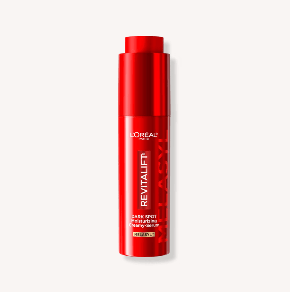 Red bottle of L'Oreal Revitalift dark spot moisturizing serum.