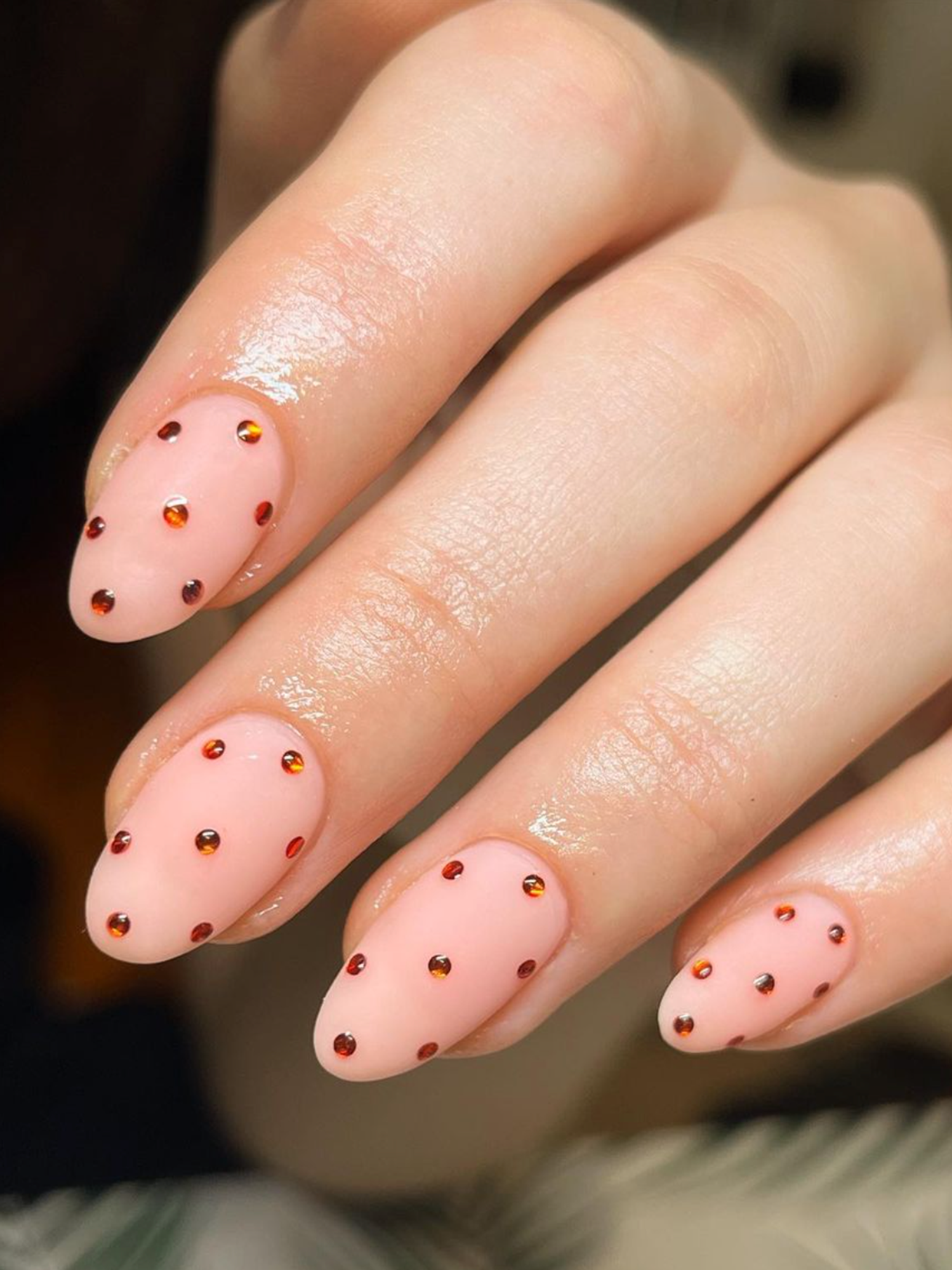 red gems for Christmas nails