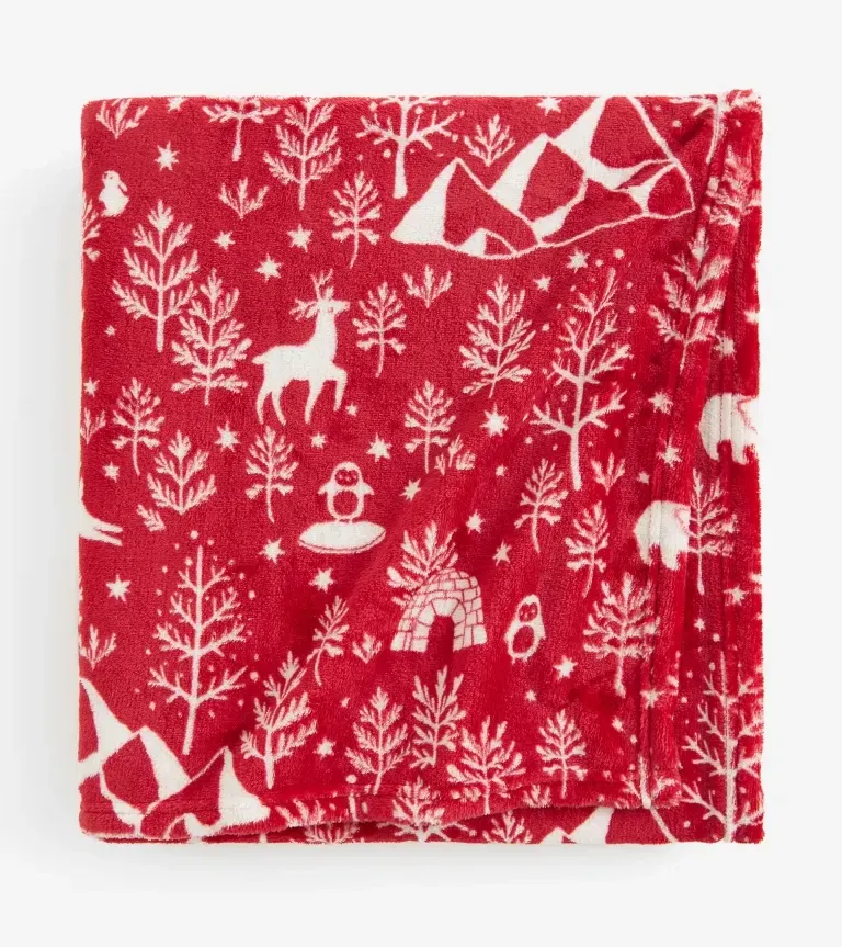 Red Patterned Fleece Throw