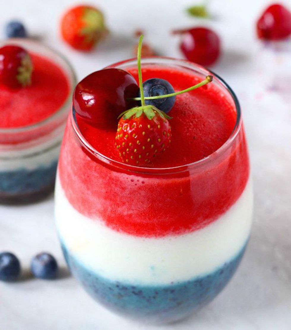 red white and blue berry smoothie