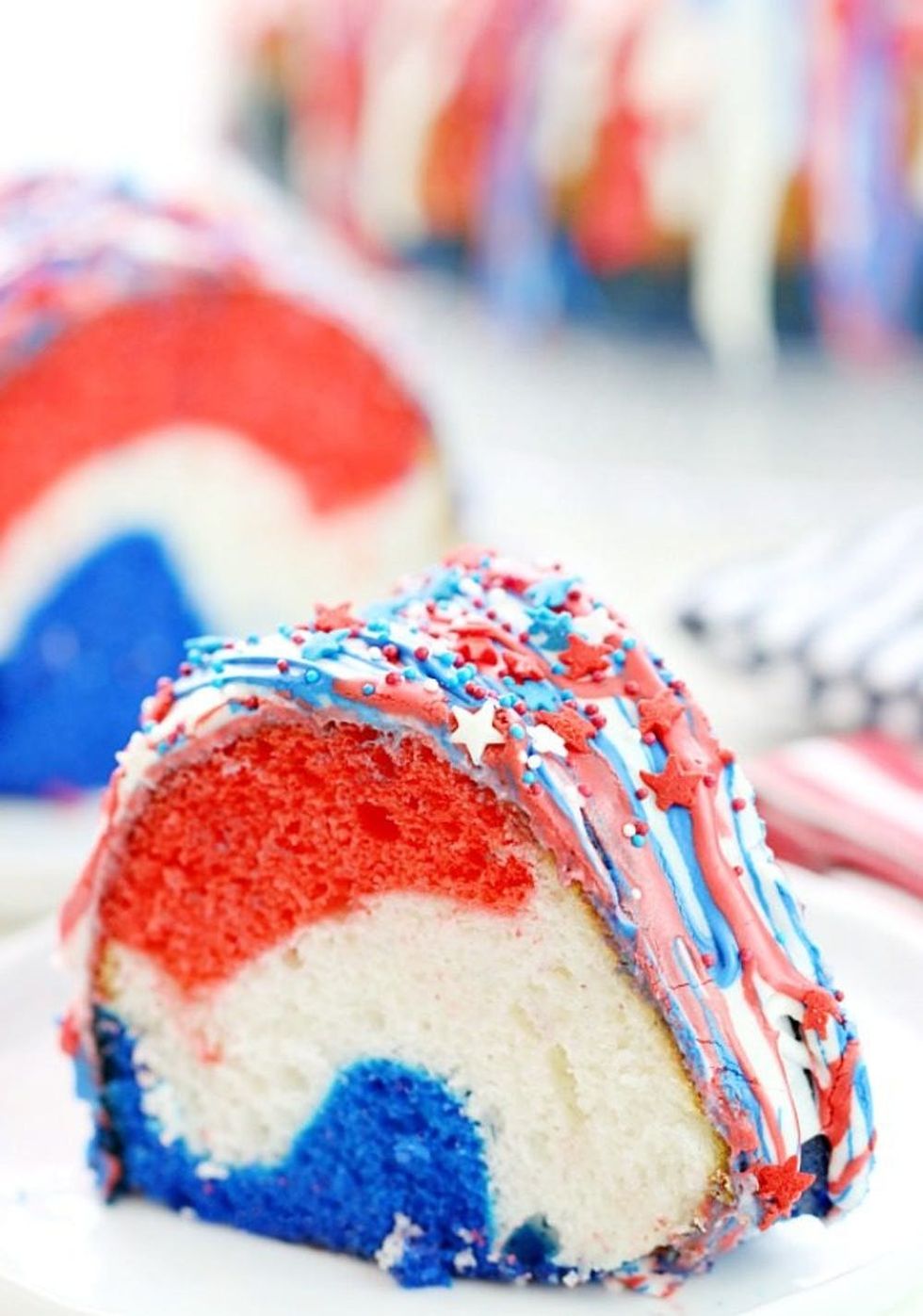 red white and blue cake