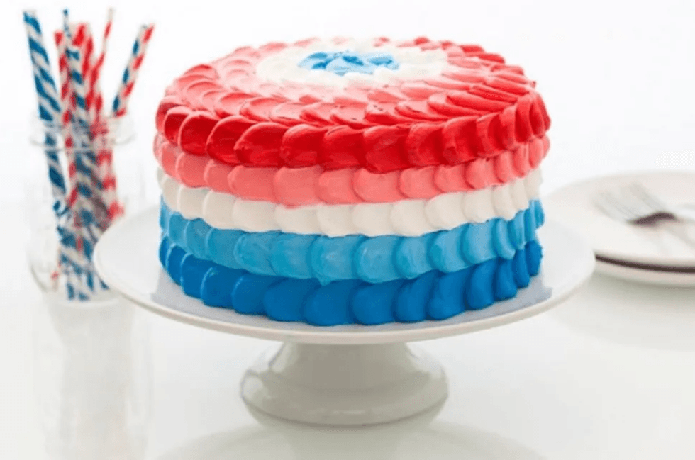 red, white and blue cake