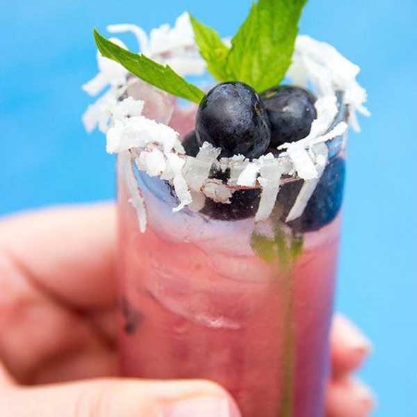 red white and blue cocktail coconut sparkler with rum