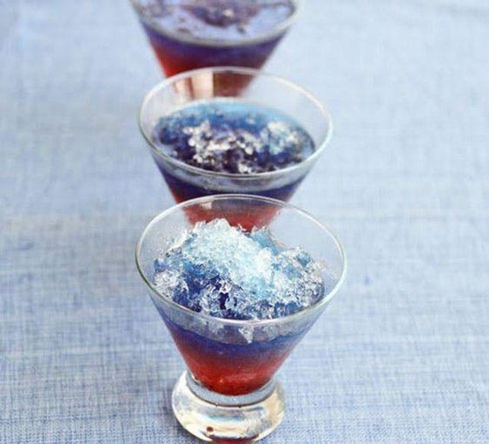 red white and blue cocktail snow cone