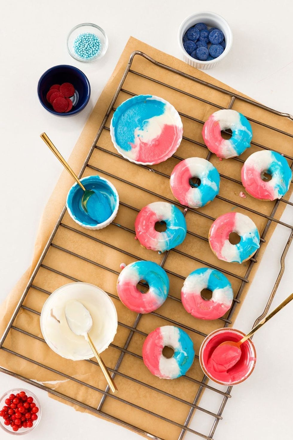 Red, White, and Blue Donuts 4th of July Dessert Recipes