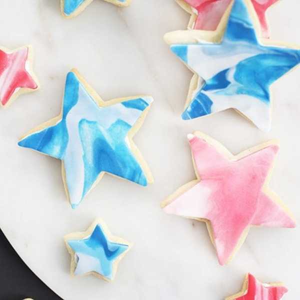 Red, White, and Blue Fondant Sugar Cookies