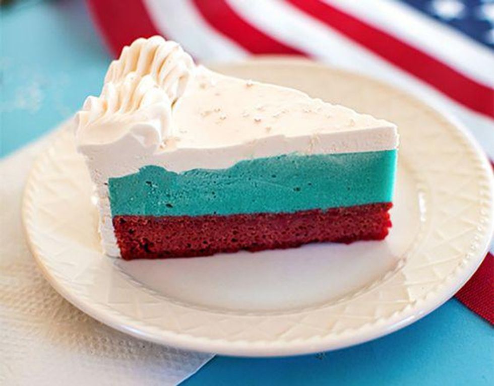red white and blue layered Frozen Cake