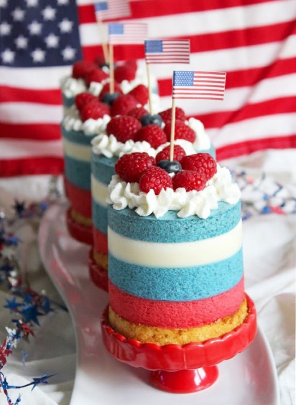 Red, White, and Blue Mini Mousse Cakes
