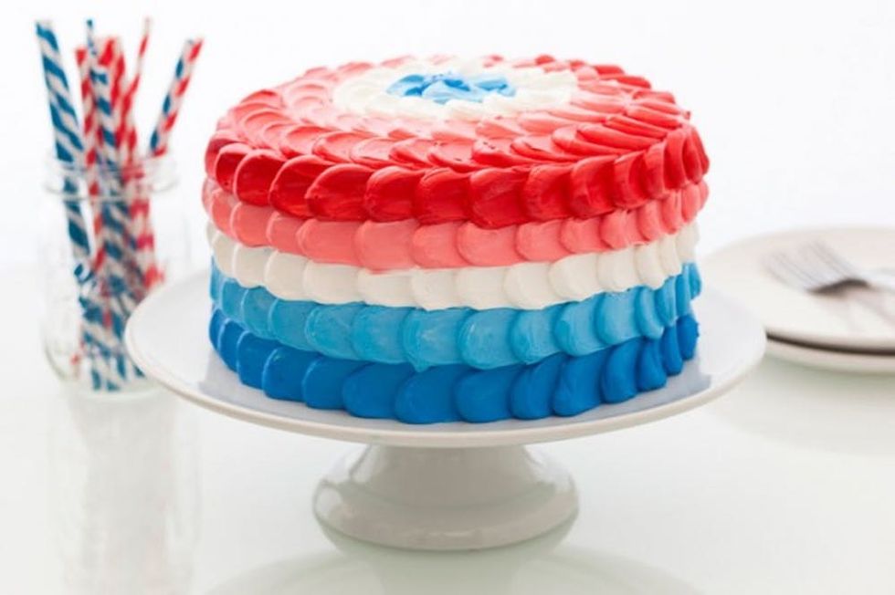 Red, White, and Blue Ombre Funfetti Cake
