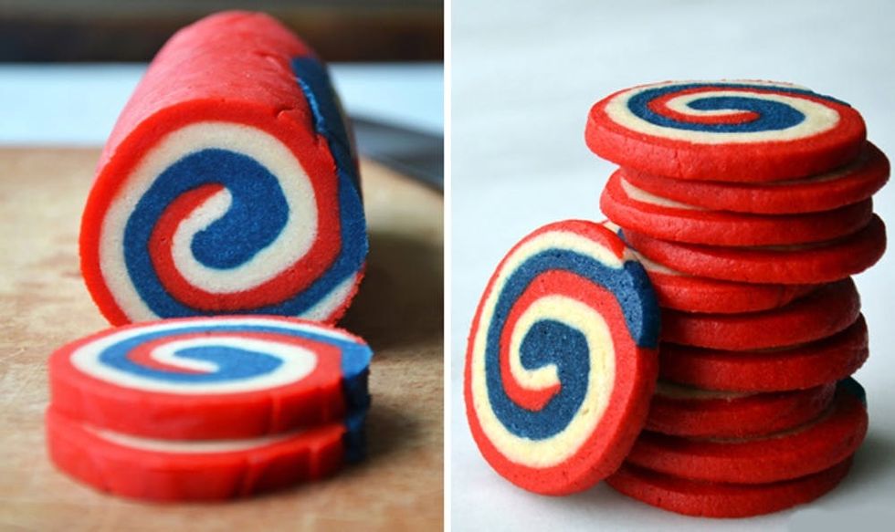 red white and blue Pinwheel Icebox Cookies