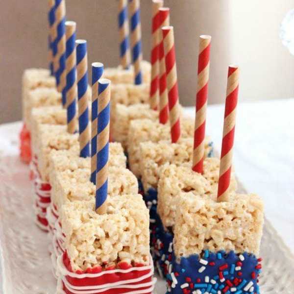 Red, White and Blue Rice Krispies Treats fourth of july treats