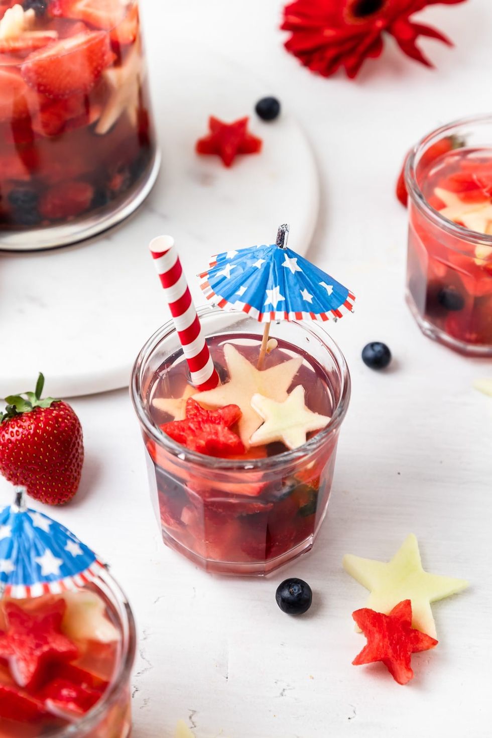 red, white and blue sangria drink