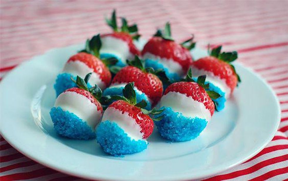 red white and blue strawberries