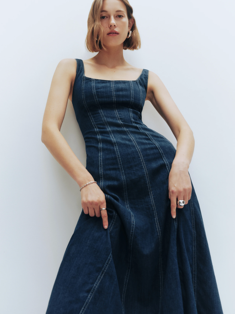 Reformation Amory Denim Midi Dress