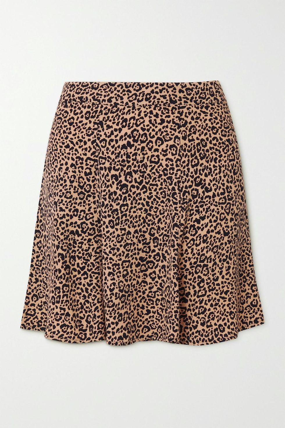Reformation Flounce Leopard Print Crepe Mini Skirt