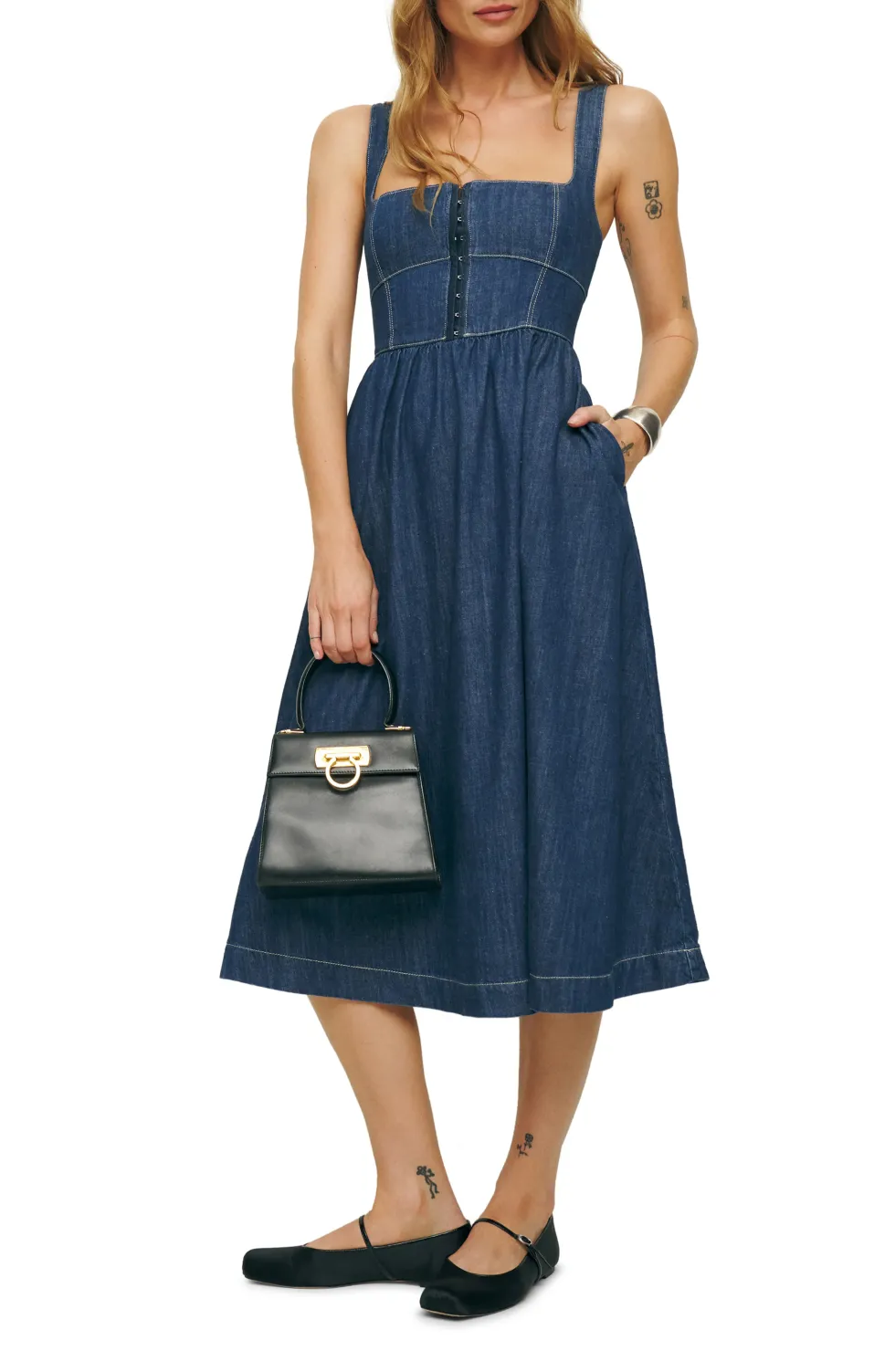 Reformation Tagliatelle Denim Dress