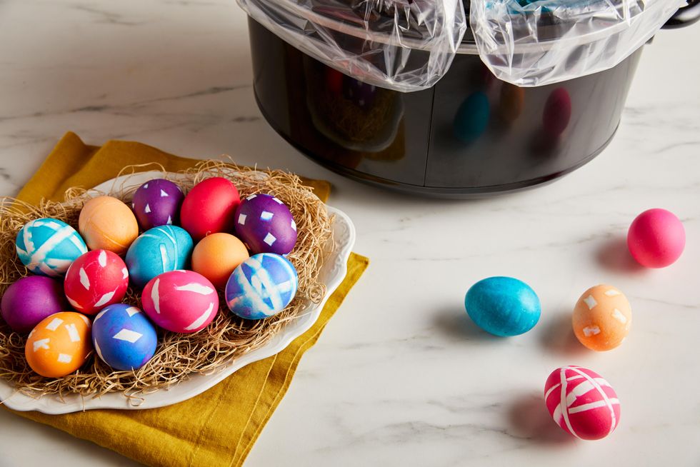 remove the tape to see your easter egg dye designs