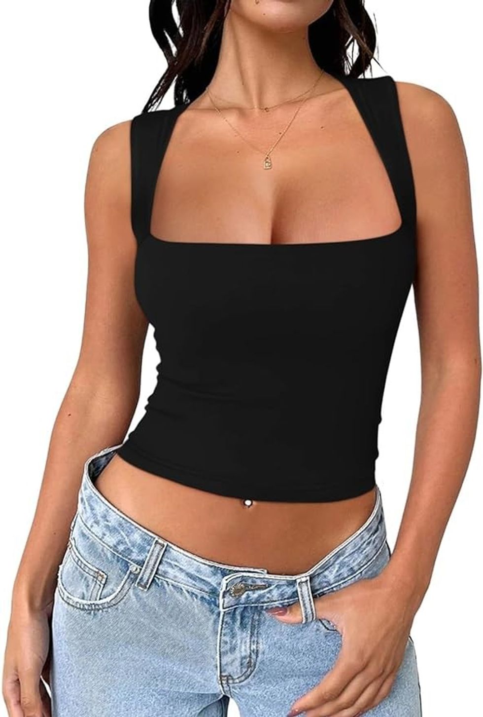 REORIA Butsmooth\u00ae Women's Square Neck Going Out Crop Top