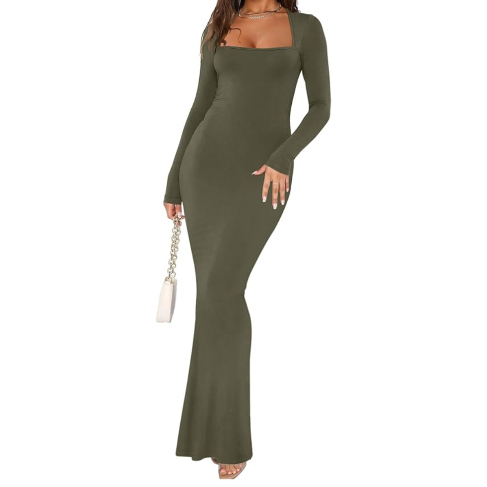 Reoria Long Sleeve Soft Lounge Long Dress